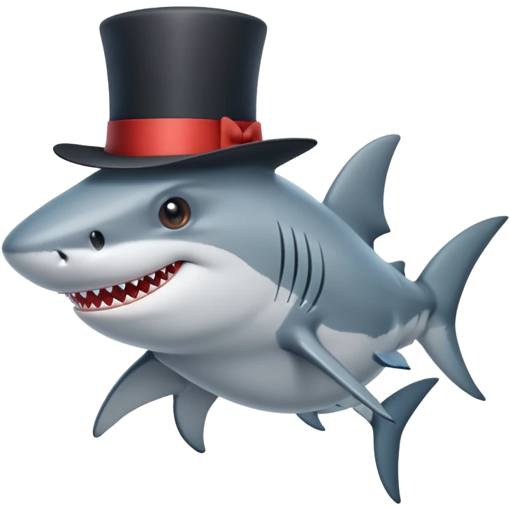 Shark with a top hat emoji