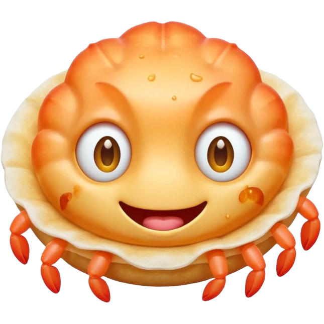 surreal prawn cracker emoji with unexpected features like melting edges, floating eyes, dreamlike colors emoji