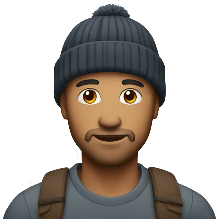 man with small tiny beanie emoji