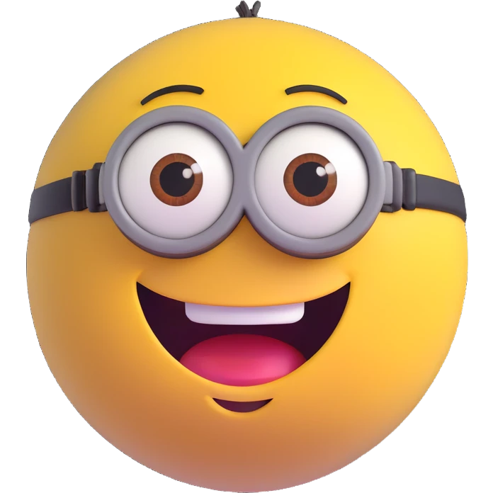 3d sphere with a smiling minion face emoji