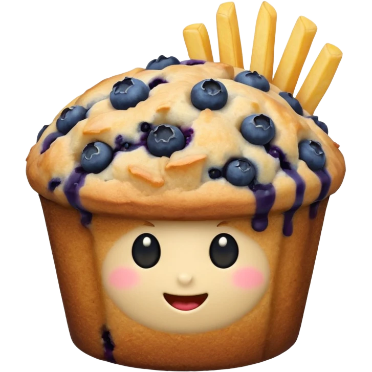 A McDonald's blueberry muffin with a side of French fries emoji