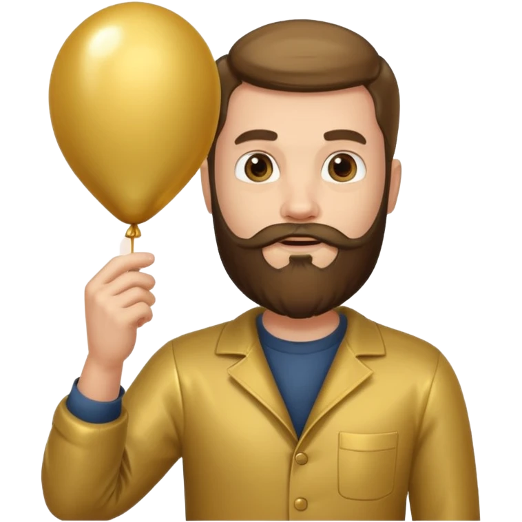 Bearded man hold gold balloon emoji