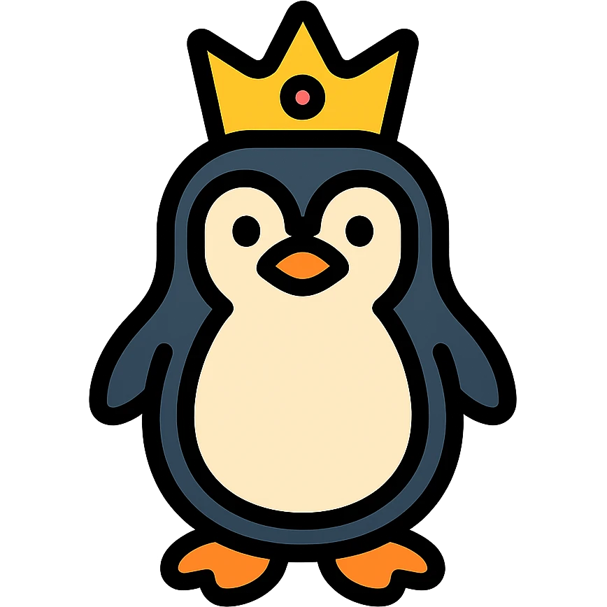 penguin with a crown icon emoji