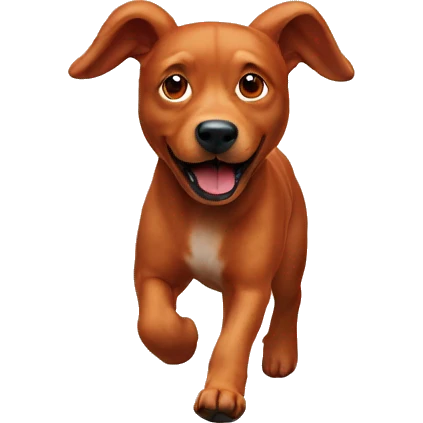 realistic solid red dog with pointed ears running emoji