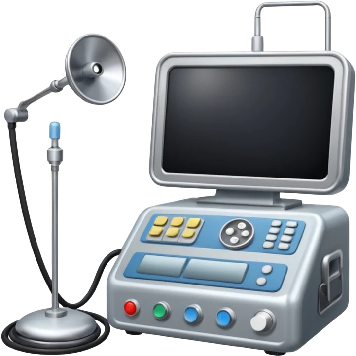 mesa de cirurgia com tv do lado emoji