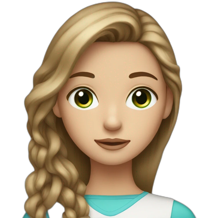 girl, brown hair with blonde highlights, one blue eye and one green eye emoji