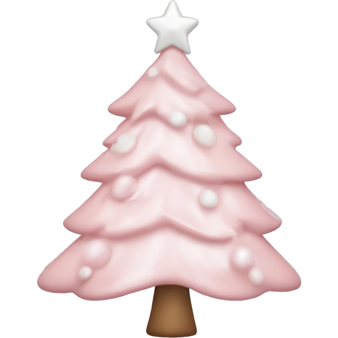 Pastel Pink Christmas tree with white ornaments, and white ribbon emoji