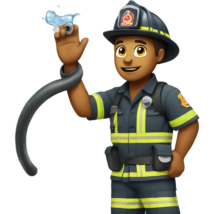 fire fighter, whole body, holding a water hose emoji