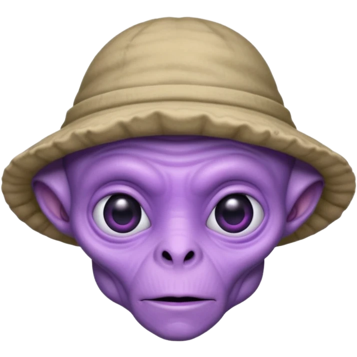 Purple alien with weird alien hat. Strong old face. emoji