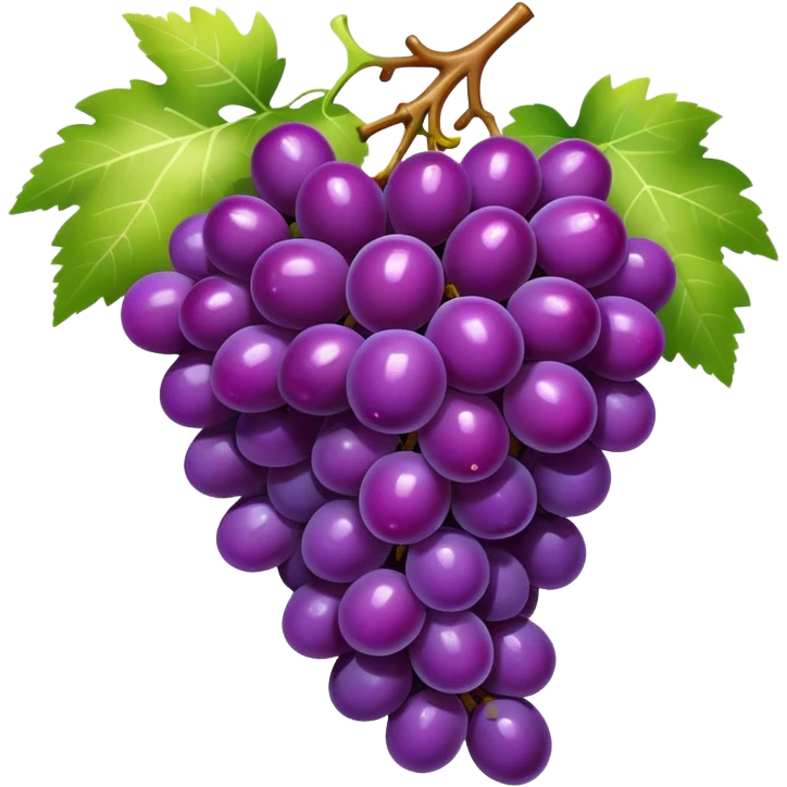 purple shiny grapes on a cluster, emoji style emoji