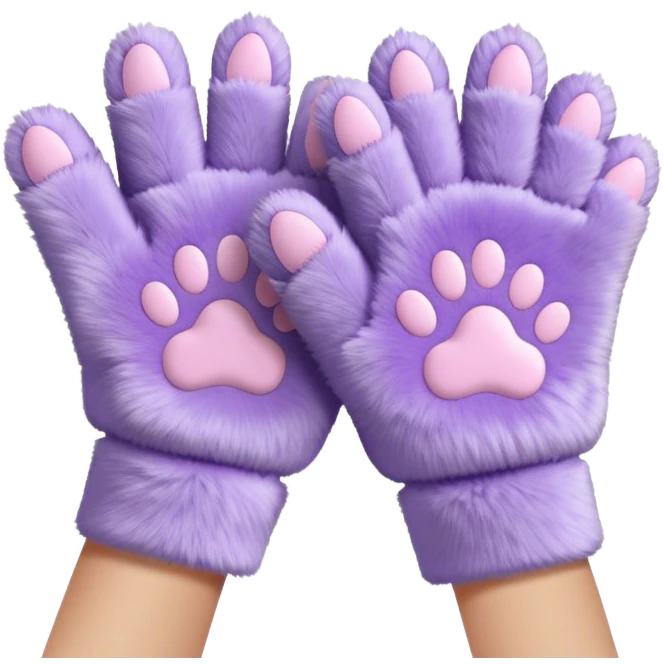 Pastel purple fuzzy cozy furry catty paw fingerless gloves and pulsewarmers emoji