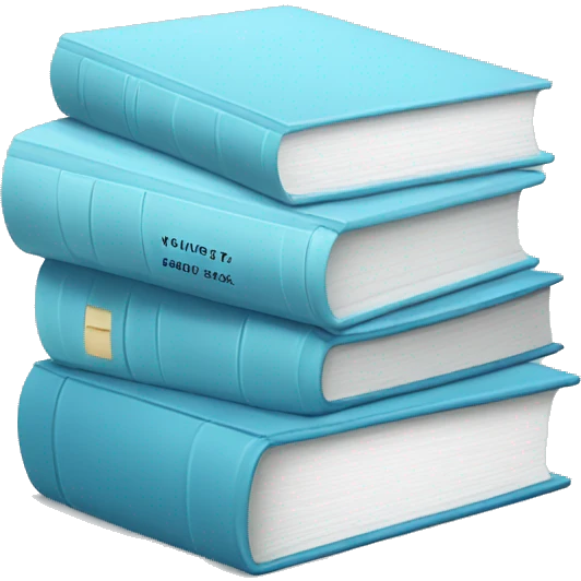 stack of baby blue books and coffee emoji