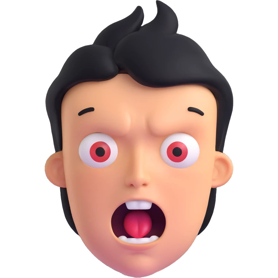 shocked face with exaggerated expression, 'what the freak' reaction emoji