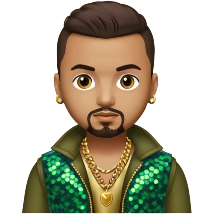 Sean Paul with dark brown hair, olive sequin outfit emoji