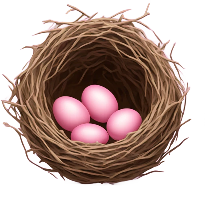 Pink birds nest with eggs emoji