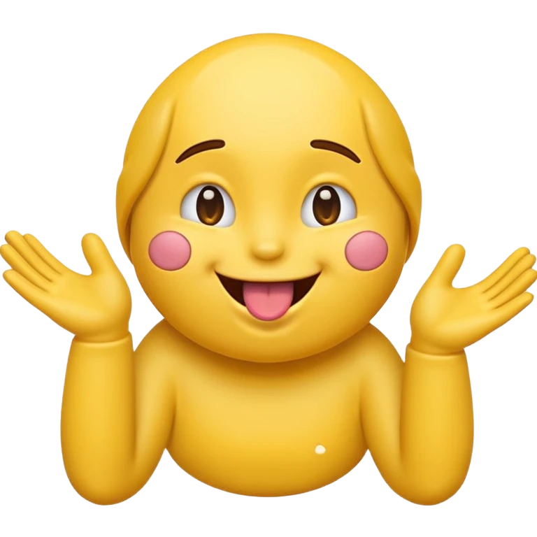 Emoji with tongue out and hands at side like an in it motion emoji