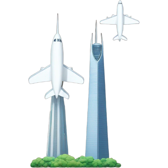 two towers and an airplane emoji