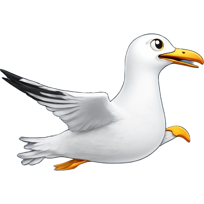Sparkling crazy seagull flying snow mad eyes illustration doodle high contrast emoji