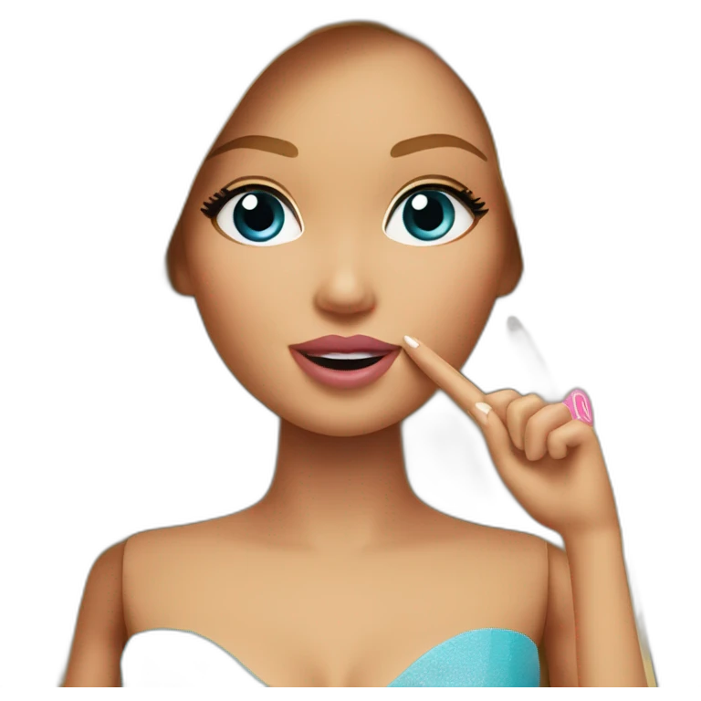 barbie shushing with finger over lips emoji