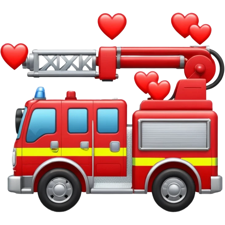Fire engine with hearts emoji