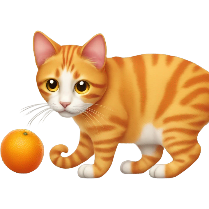 Orange cat with red mouse emoji