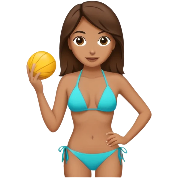 Woman with brunette hair in a bikini emoji