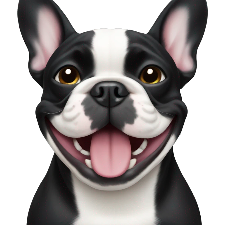 Black french bulldog smiling  emoji
