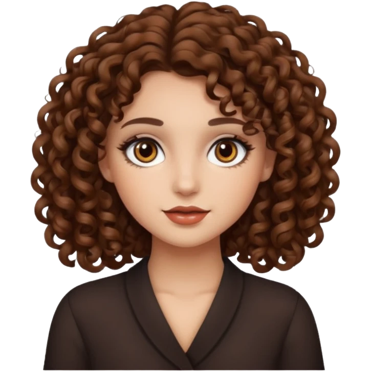 pretty girl with curly brown hair, brown eyes, and makeup emoji