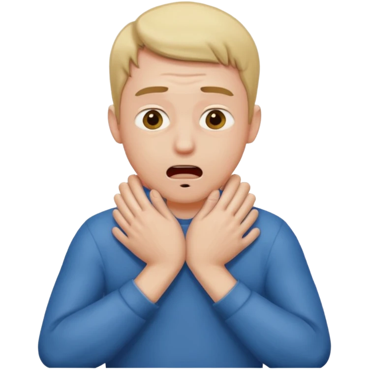 Guy choking himself with his hands emoji