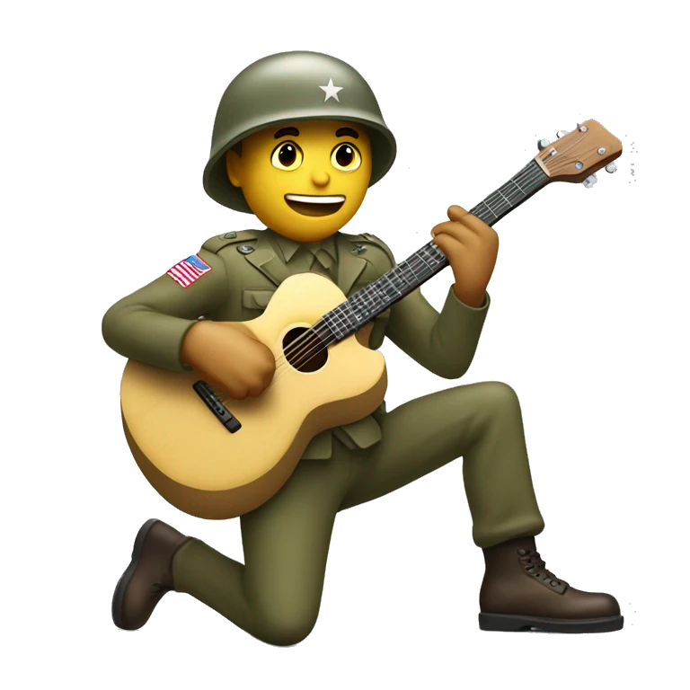 American ww2 soldier with eletric guitar  emoji