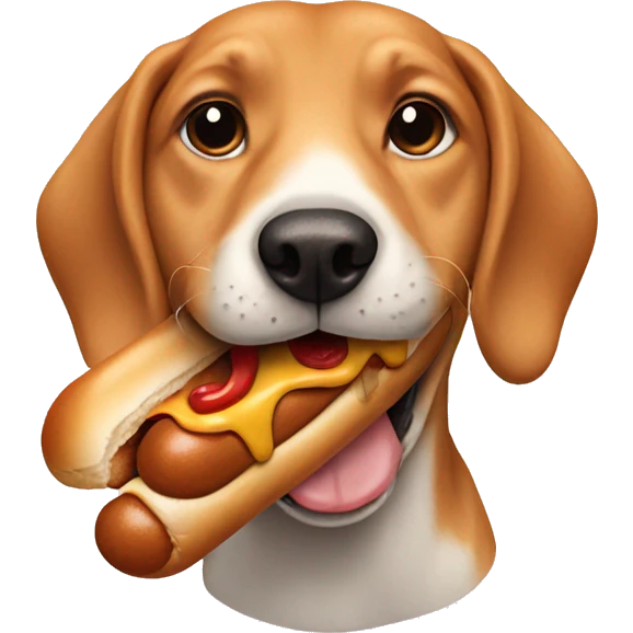 Dog eating a hotdog emoji