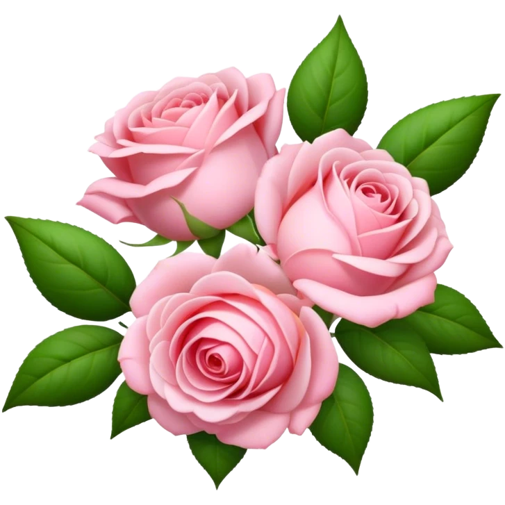bouquet Soft Pink Tea Rose, luxuriant, leaf, bud emoji