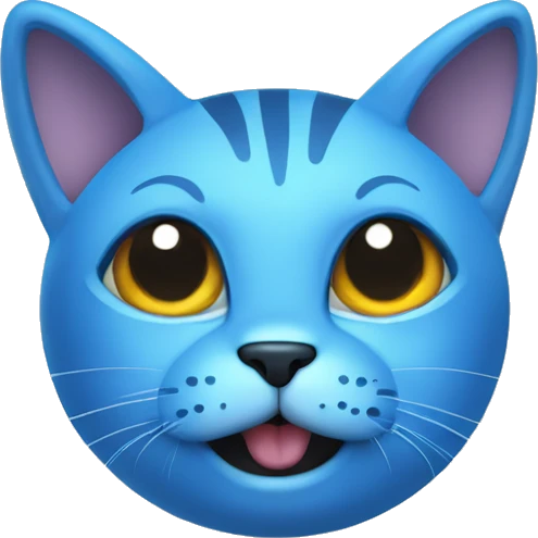 Blue cat whit black pupils smiling gumball emoji