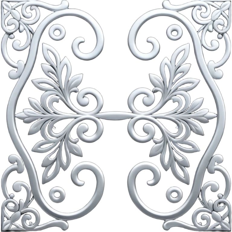 Black and silver filigree page divider, 3D, extremely detailed design emoji