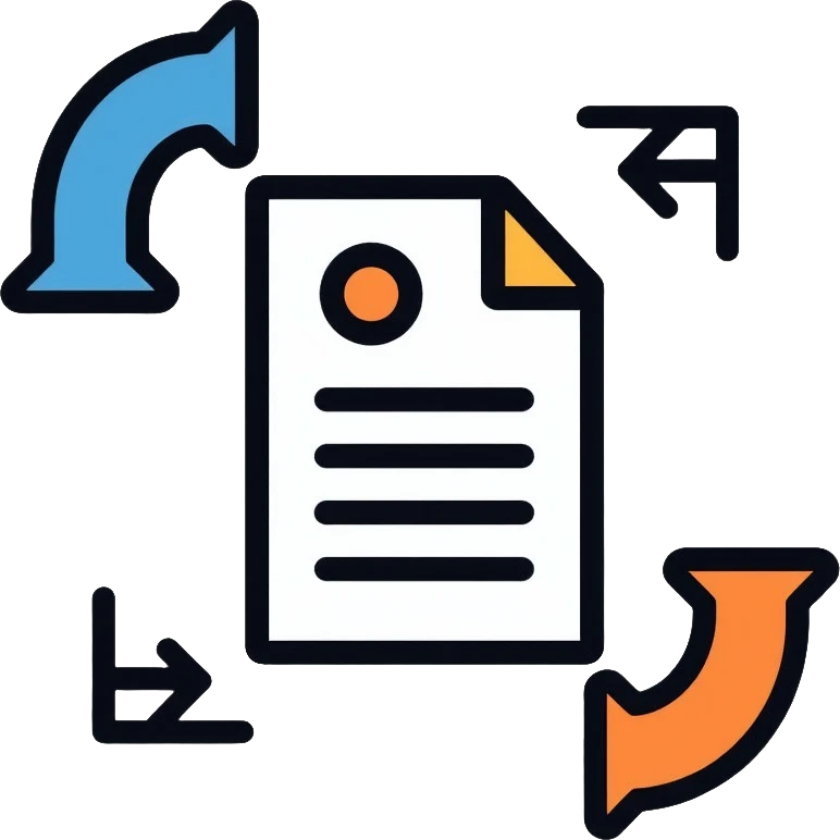 File monitoring icon with arrows showing sending and receiving of files, document with bidirectional arrows emoji