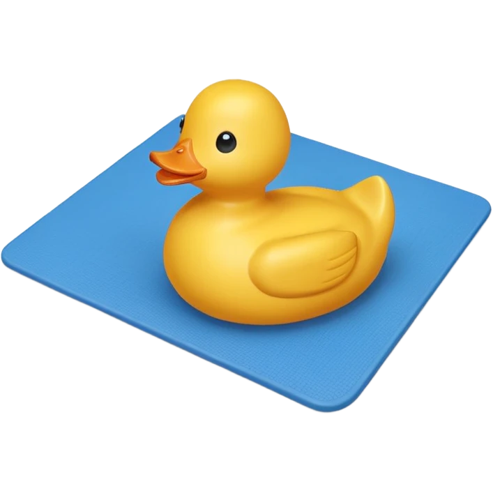 Rubber duck on blue mat emoji