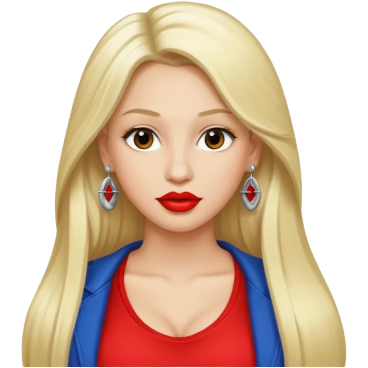 Blond female.long hair. Big tits. Red lips. Low top. Silver earrings  emoji