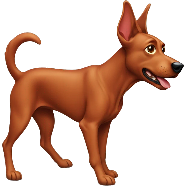 solid red dog with pointed ears running emoji