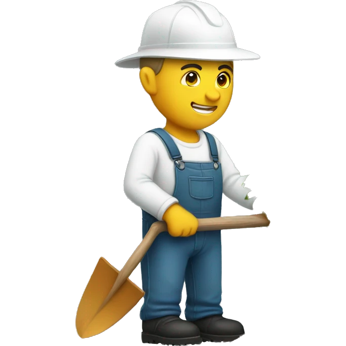White Landscaper planting bushes emoji