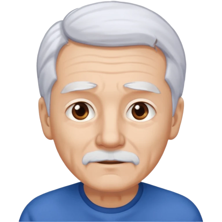 abuelo con pelo blanco, ojos cafés y ropa azul emoji