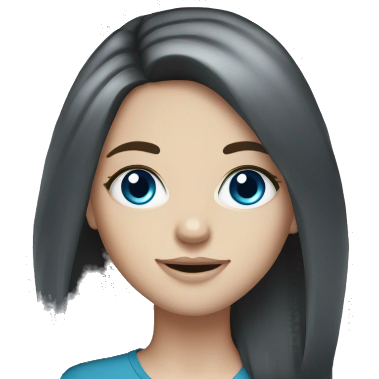 White girl long dark hair blue eyes  emoji