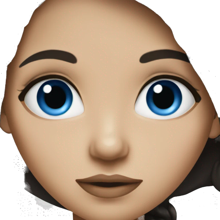 dark brunette girl, pretty lips, blue eyes, long hair emoji