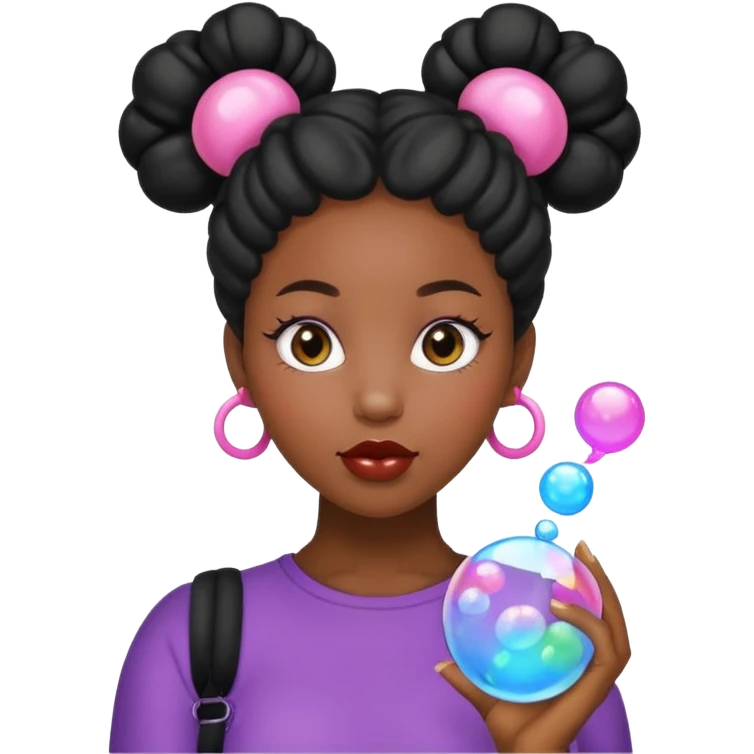 Black woman with bubble Space buns emoji