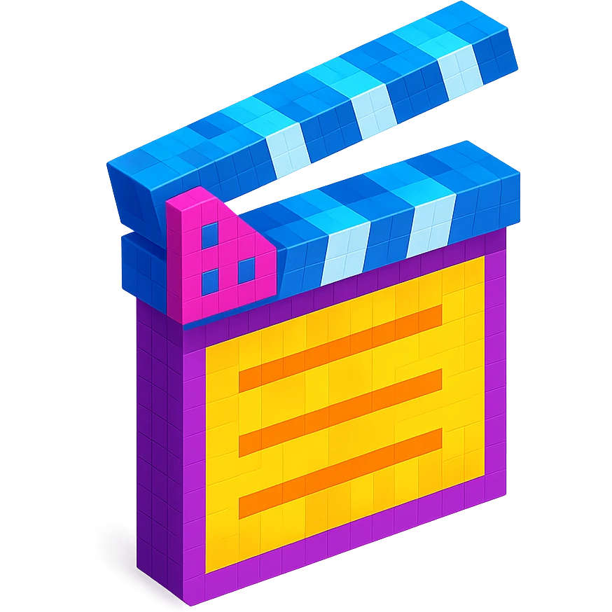 movie clapperboard, open position, isometric view emoji