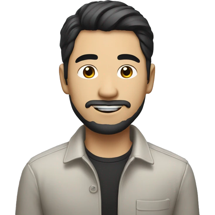 white asian looking man with black hair and dressed in smart casual, he has a little bit of beard emoji