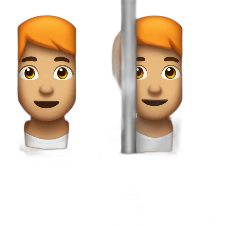 Asian man in orange prison outfit behind bars emoji