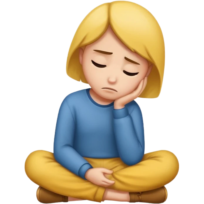 A person sitting with sad feeling emoji