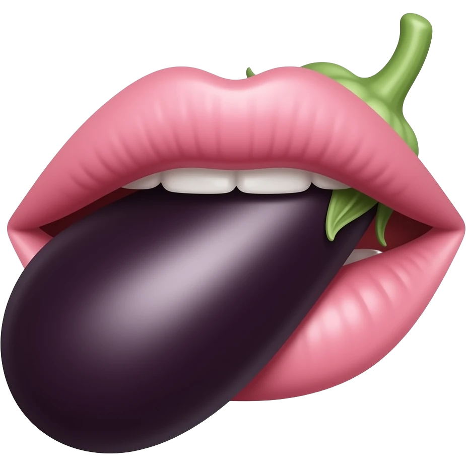 Lips sucking an eggplant emoji