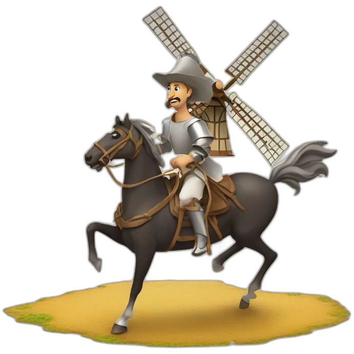 don quixote on a horse galloping towards a windmill emoji