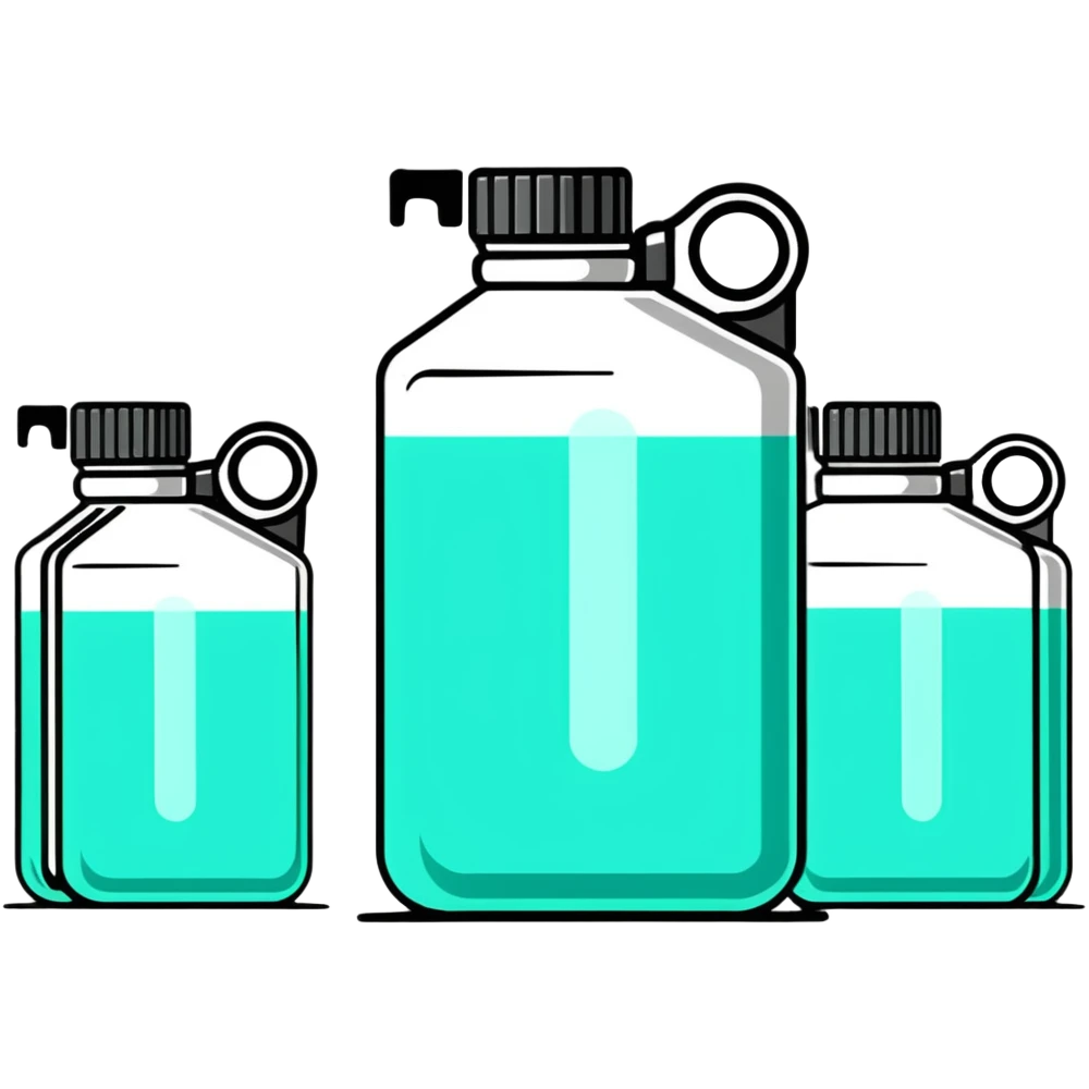 Canisters of motor oil in light gray color, minimalist design with soft gradients in sky blue, teal green, white, and light gray emoji